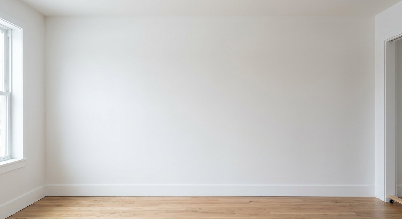 Smooth freshly patched and primed drywall wall