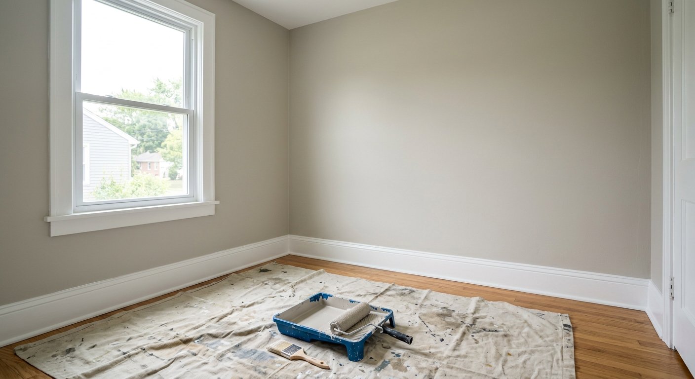 Freshly painted interior room with crisp white trim