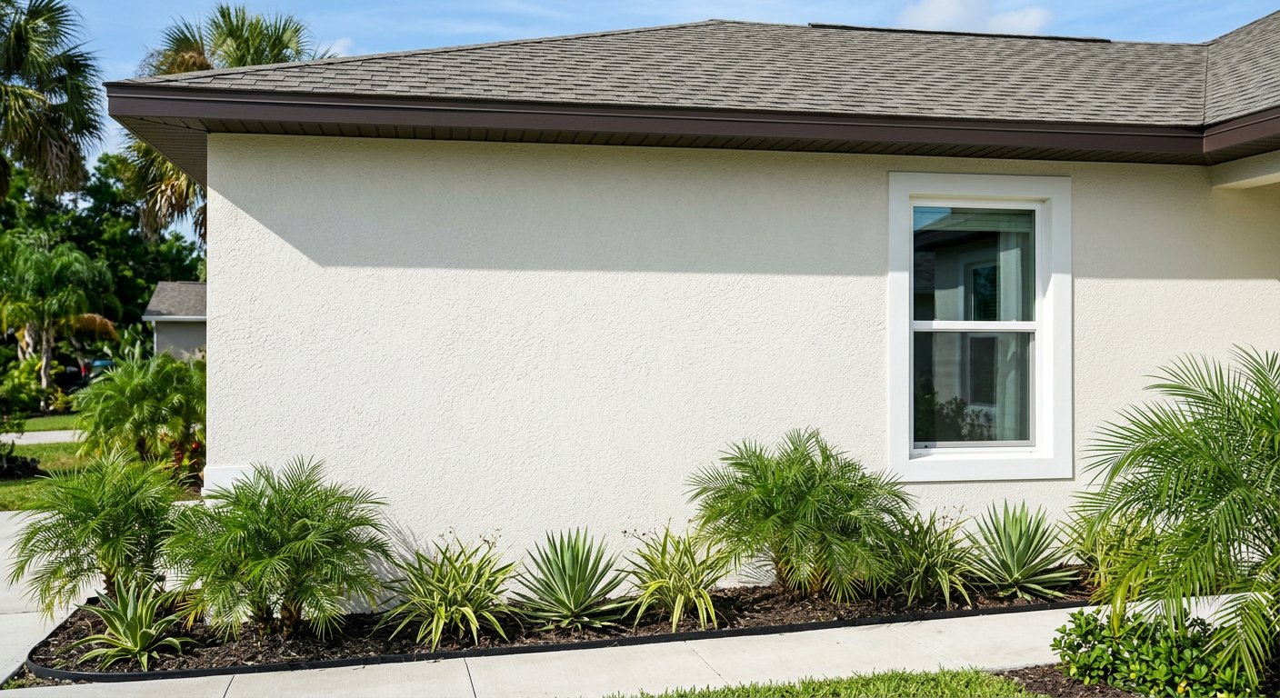 Cleaned exterior stucco wall of a Florida home